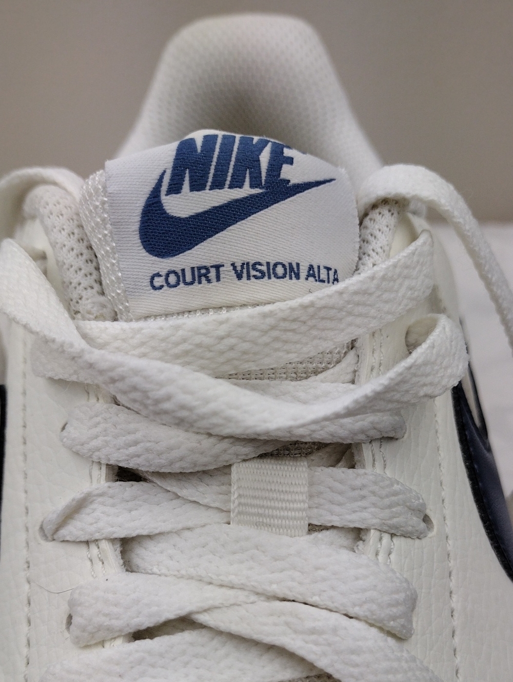 Nike Court Vision Alta White Sail Blue Leather Round Toe Lace Up Low Top Sneaker - Picture 13 of 16